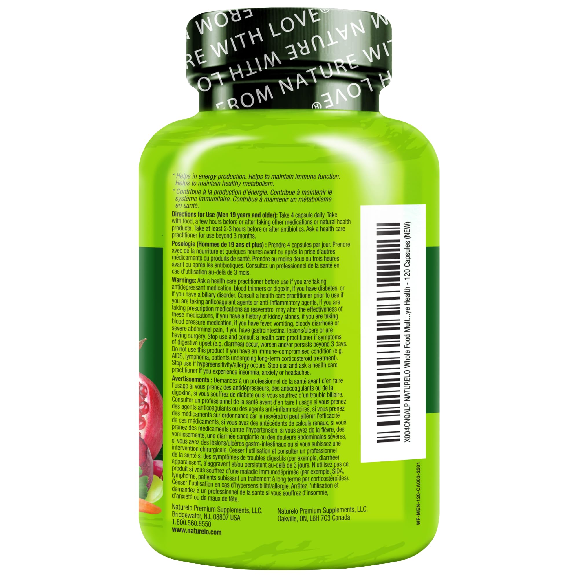 Naturelo Men's Whole Food Multivitamin - Energy & Health

