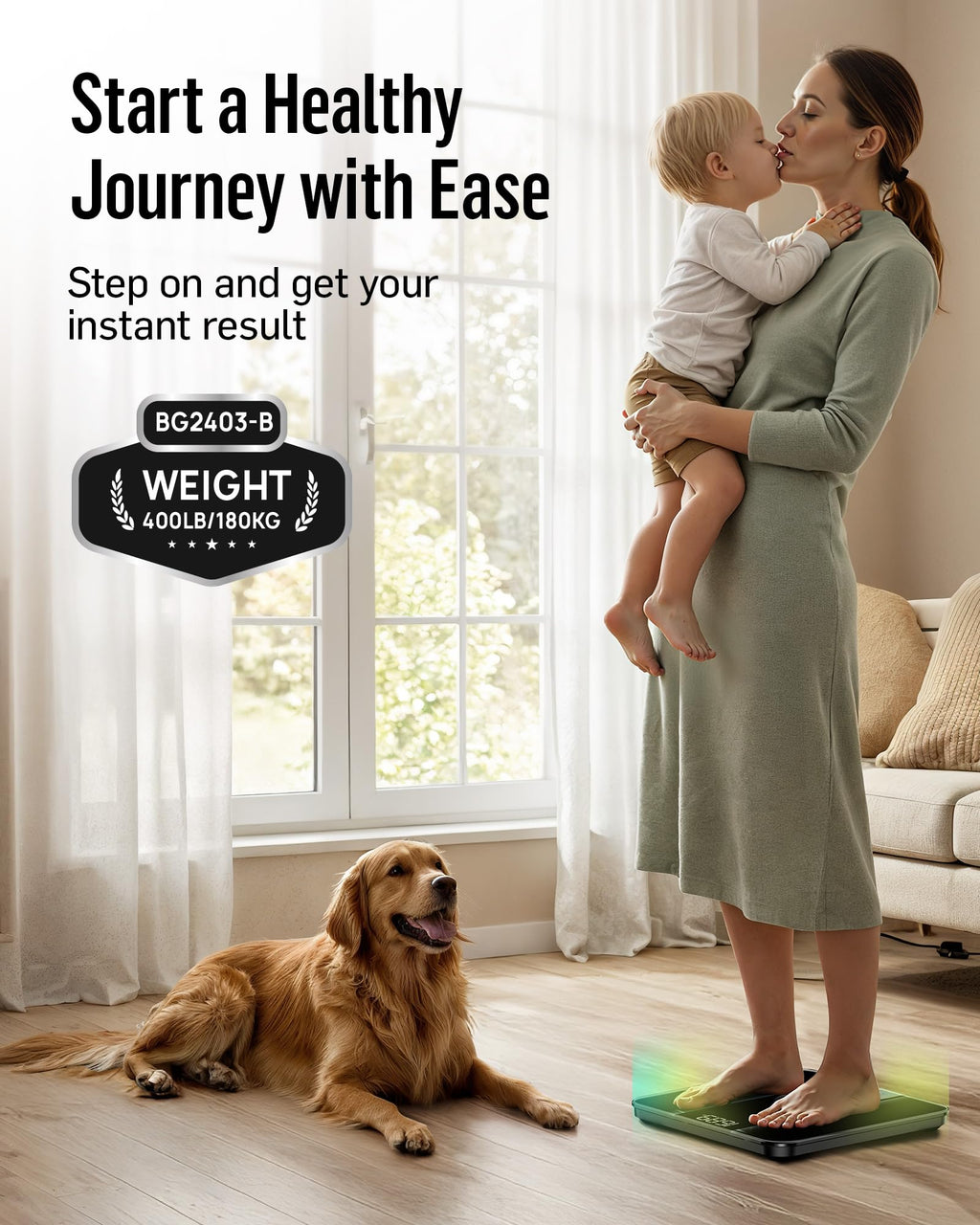 RunStar Digital Bathroom Scale with LED Display 400 lb

