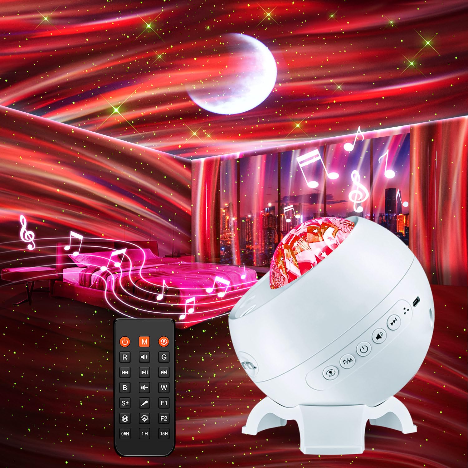 Baby Sleep Sound Machine with Remote, Night Light & Star Projector