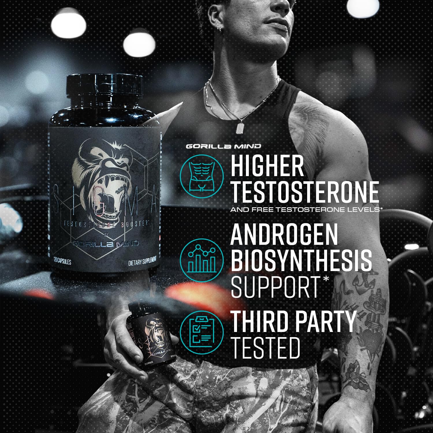 Gorilla Mind Sigma Testosterone Booster with Tongkat Ali

