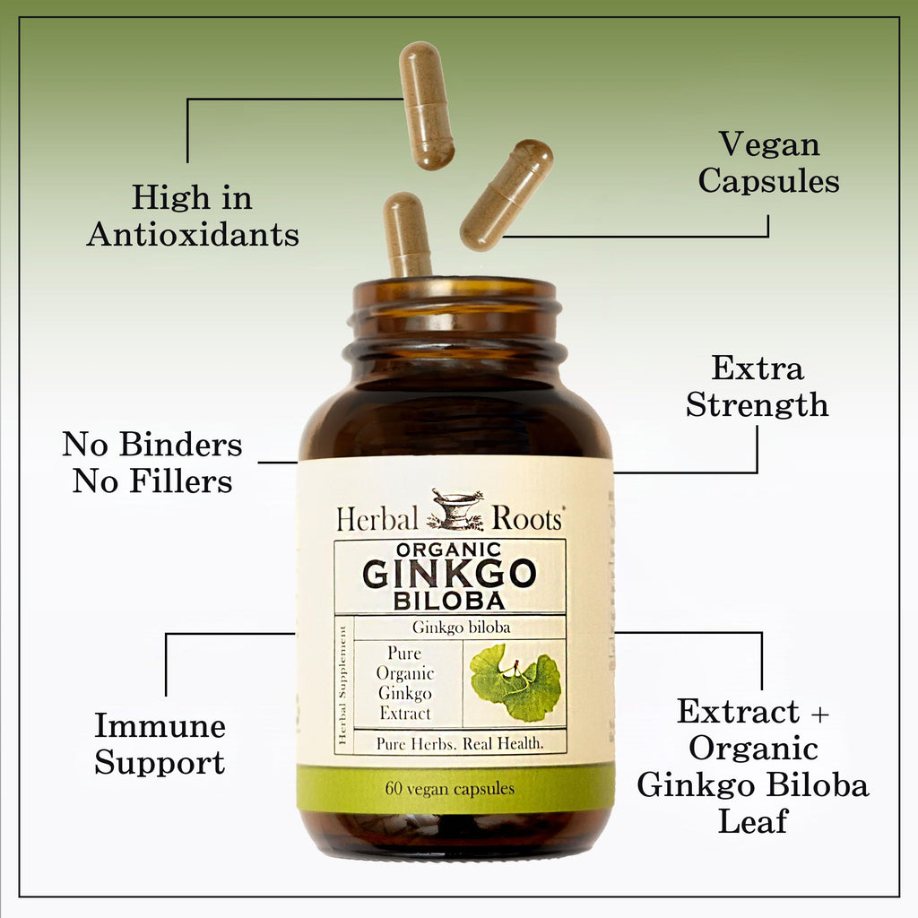Herbal Roots Ginkgo Biloba Organic Herbal Supplement

