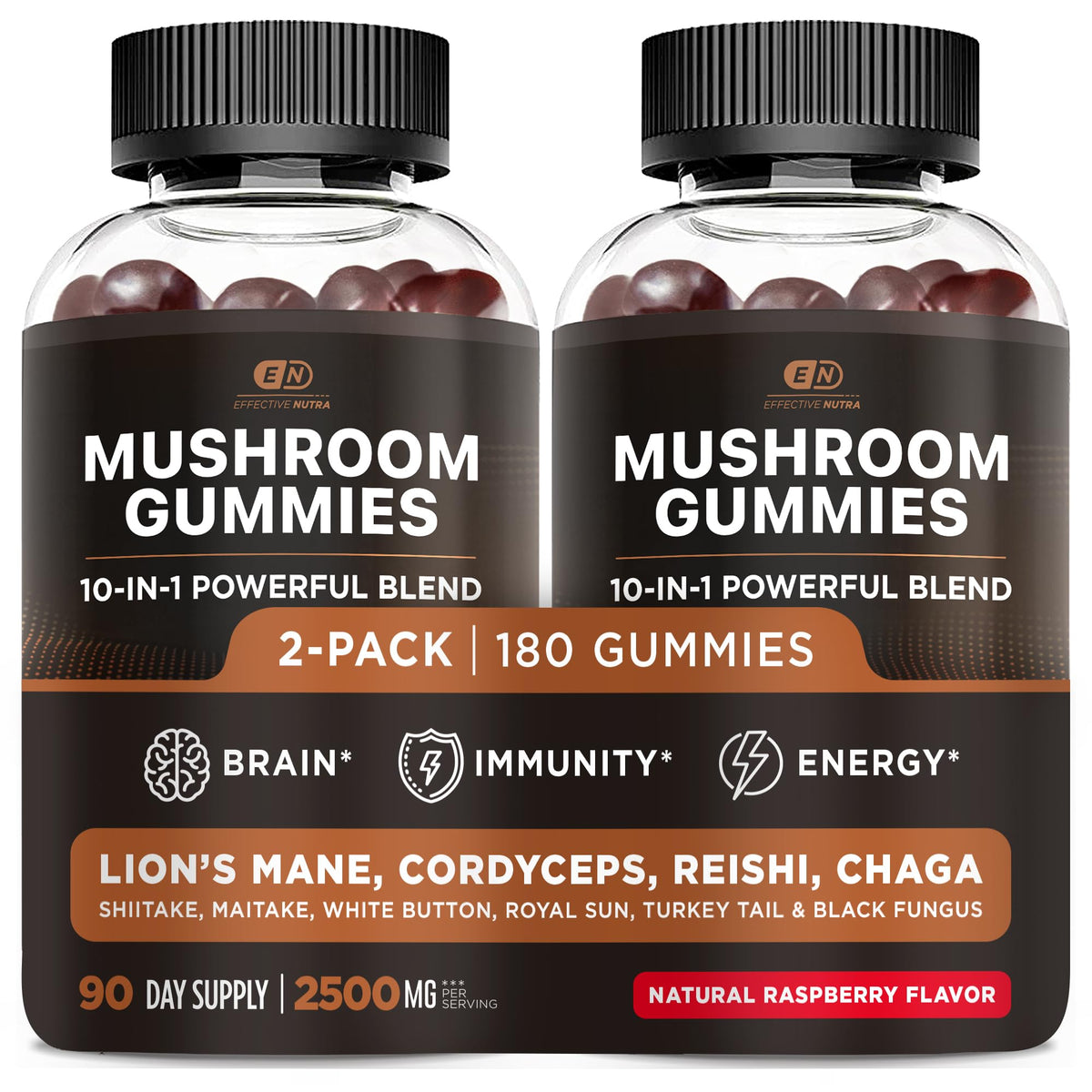 Effective Nutra Mushroom Gummies 2500mg Multi-Mushroom Blend for Focus, Clarity & Immunity