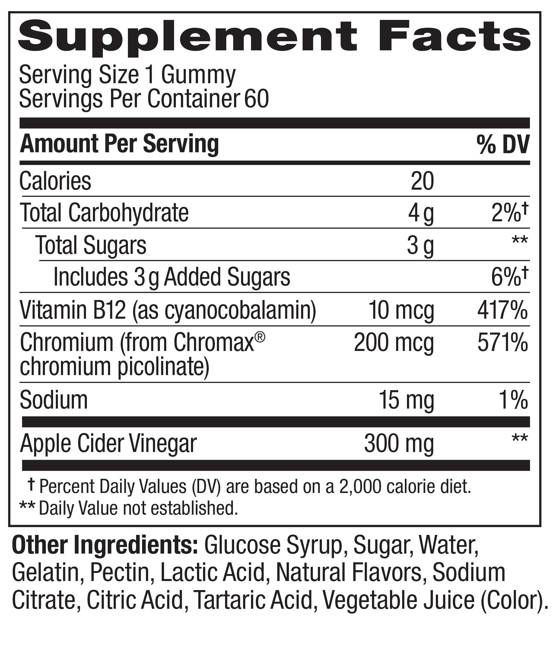 OLLY Metabolism Gummy Rings Apple Cider Vinegar B12 Chromium

