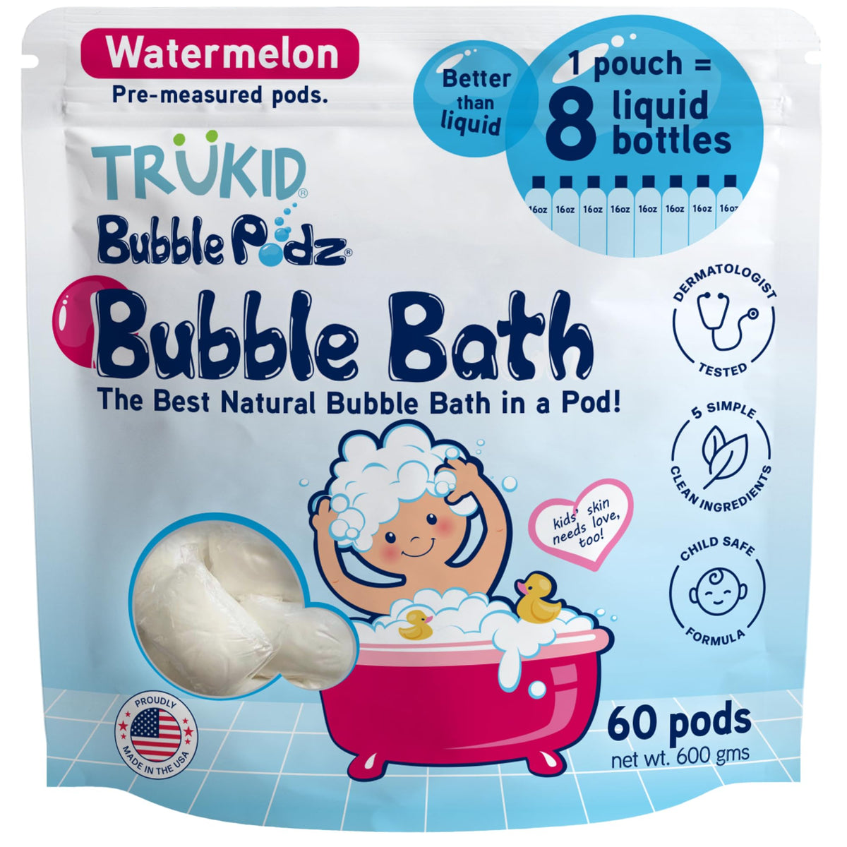 TruKid Bubble Podz Bubble Bath for Kids NEA-Accepted for Eczema