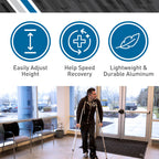 BodyMed Aluminum Crutches – Height Adjustable, Pair

