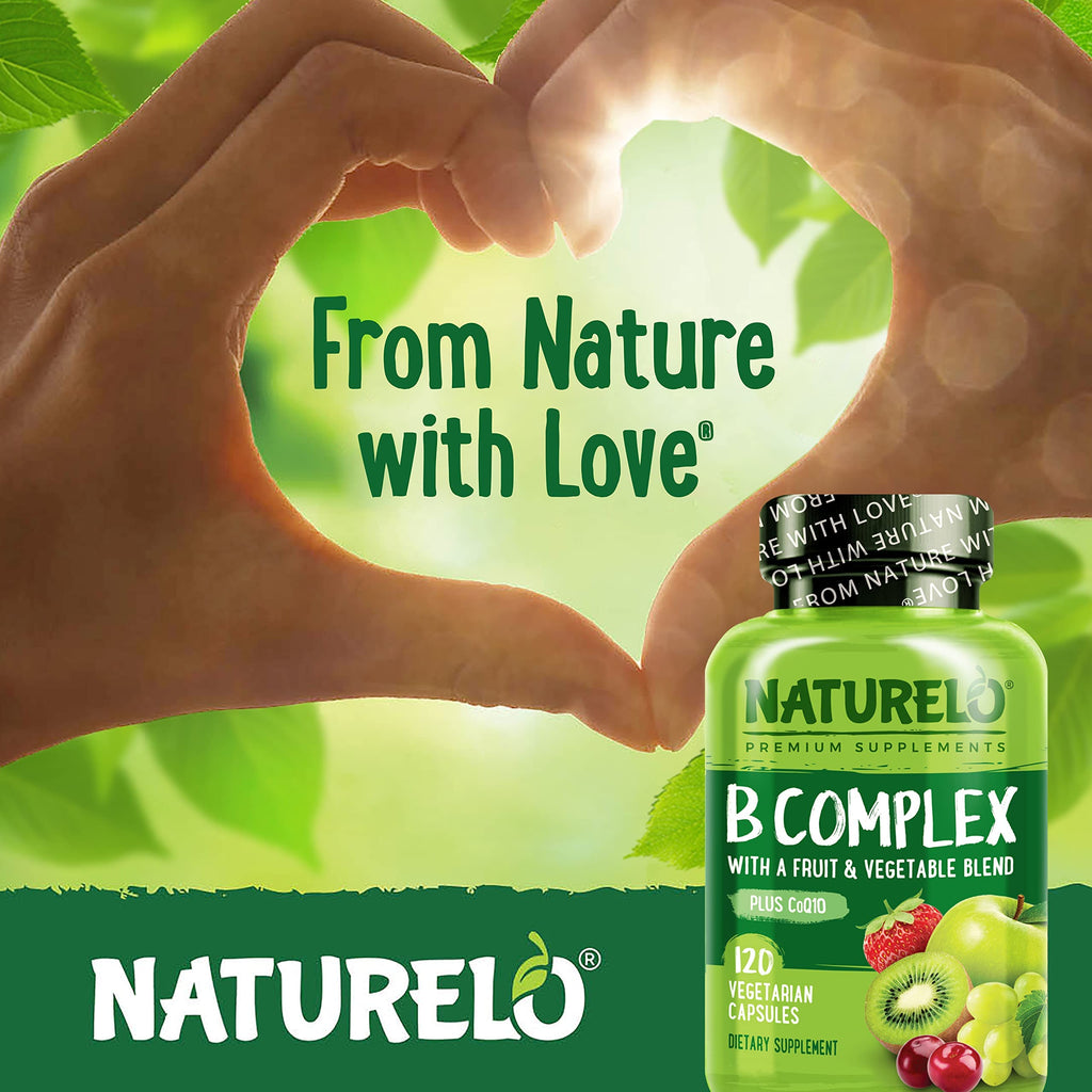 NATURELO Vitamin B Complex - Vegan CoQ10 & Methyl Folate

