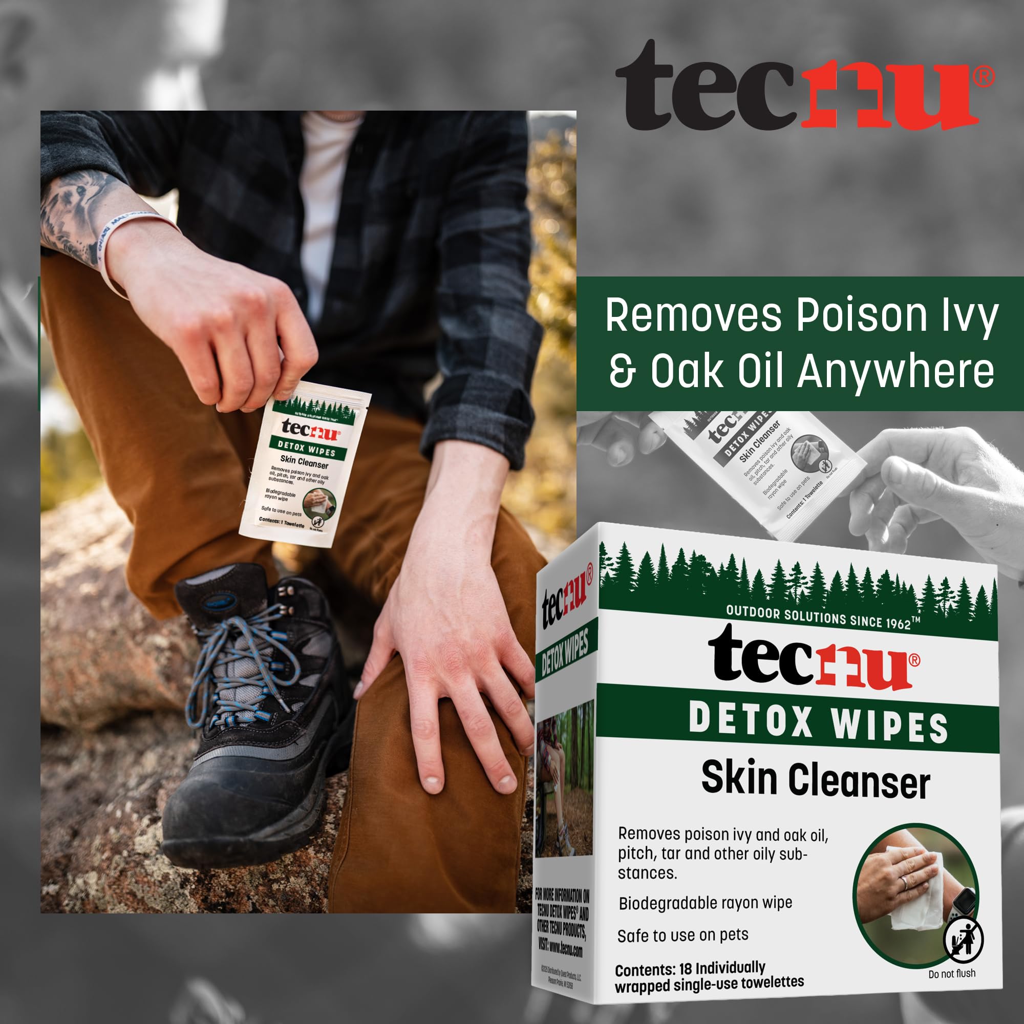 Tecnu Detox Wipes Urushiol Oil Remover Poison Ivy Oak Sumac


