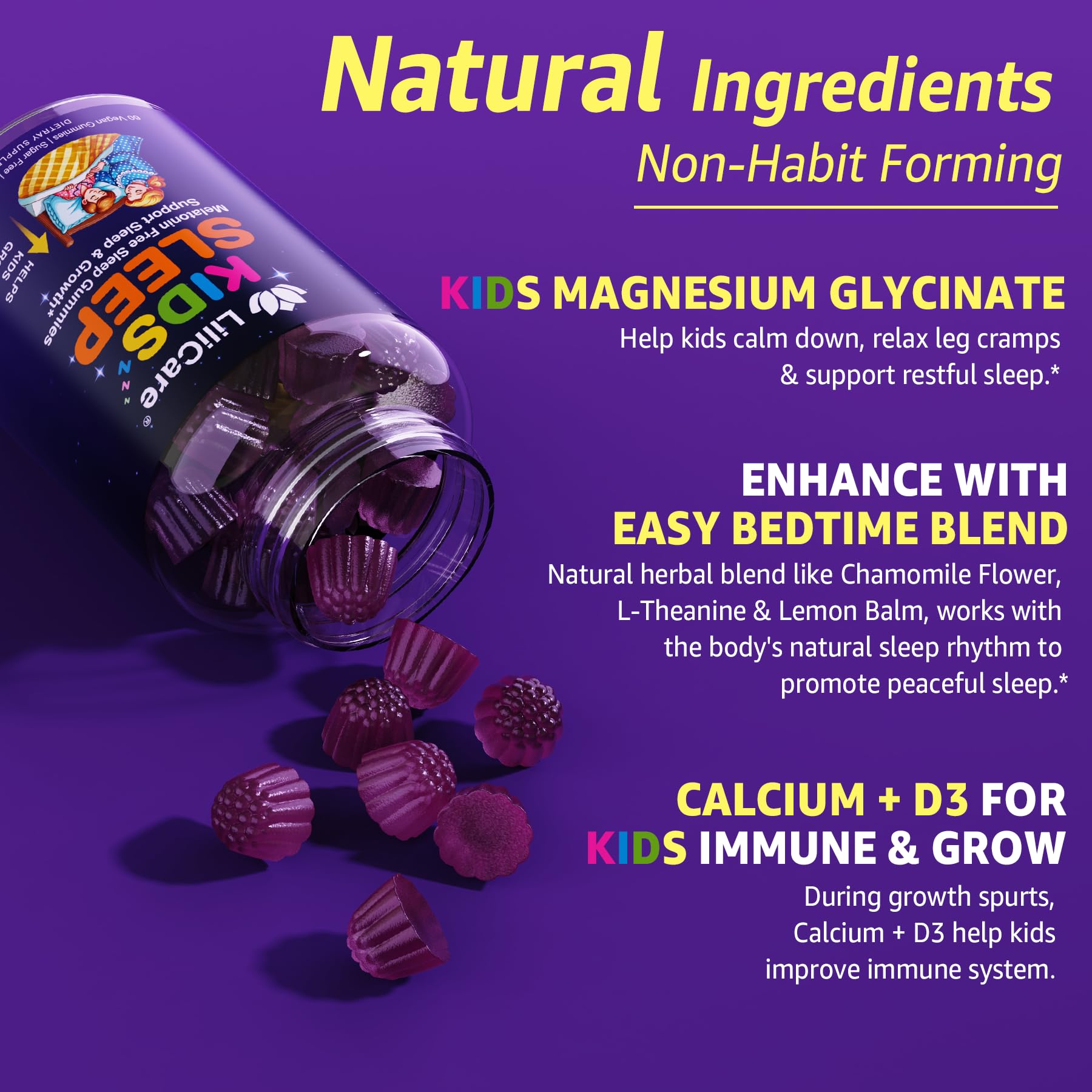 LILICARE Kids Sleep Gummies Melatonin-Free Sleep Aid

