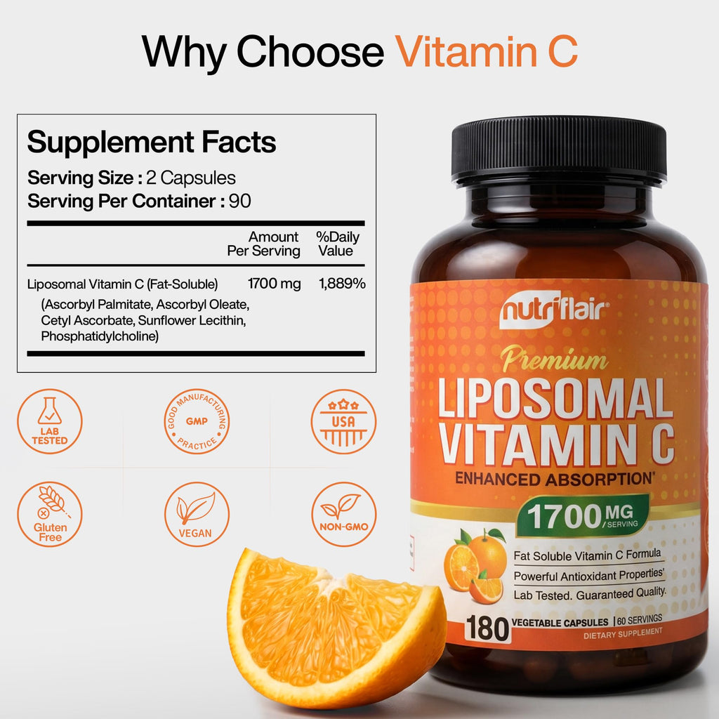 NutriFlair Liposomal Vitamin C Supplement for Immune Support

