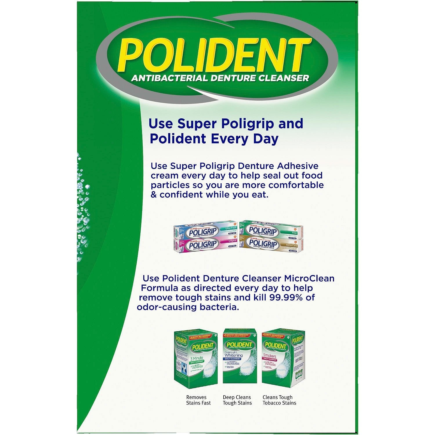 Polident Antibacterial Denture Cleanser | Gentle Formula

