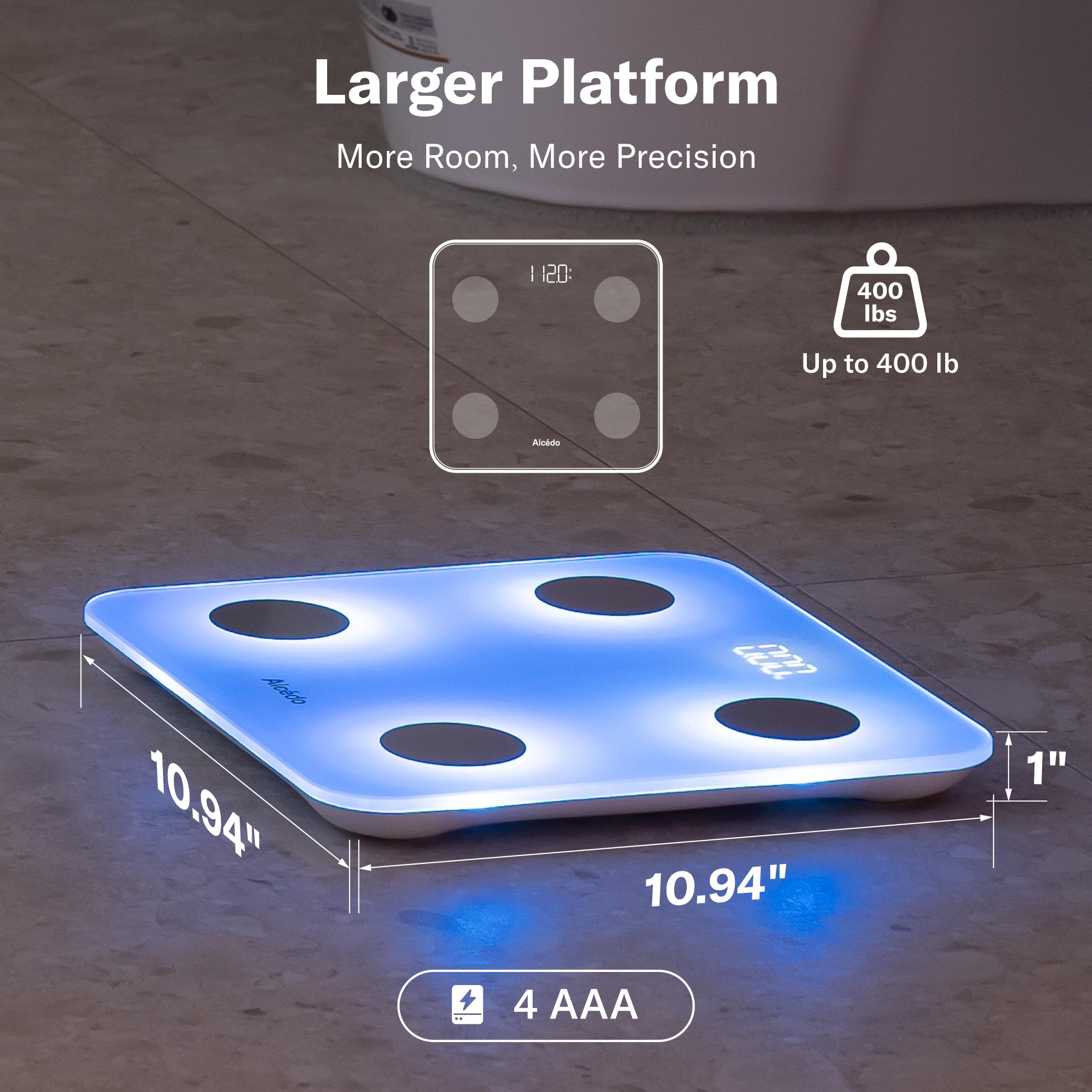 Alcedo Smart Body Fat Scale | Health Metrics Tracker

