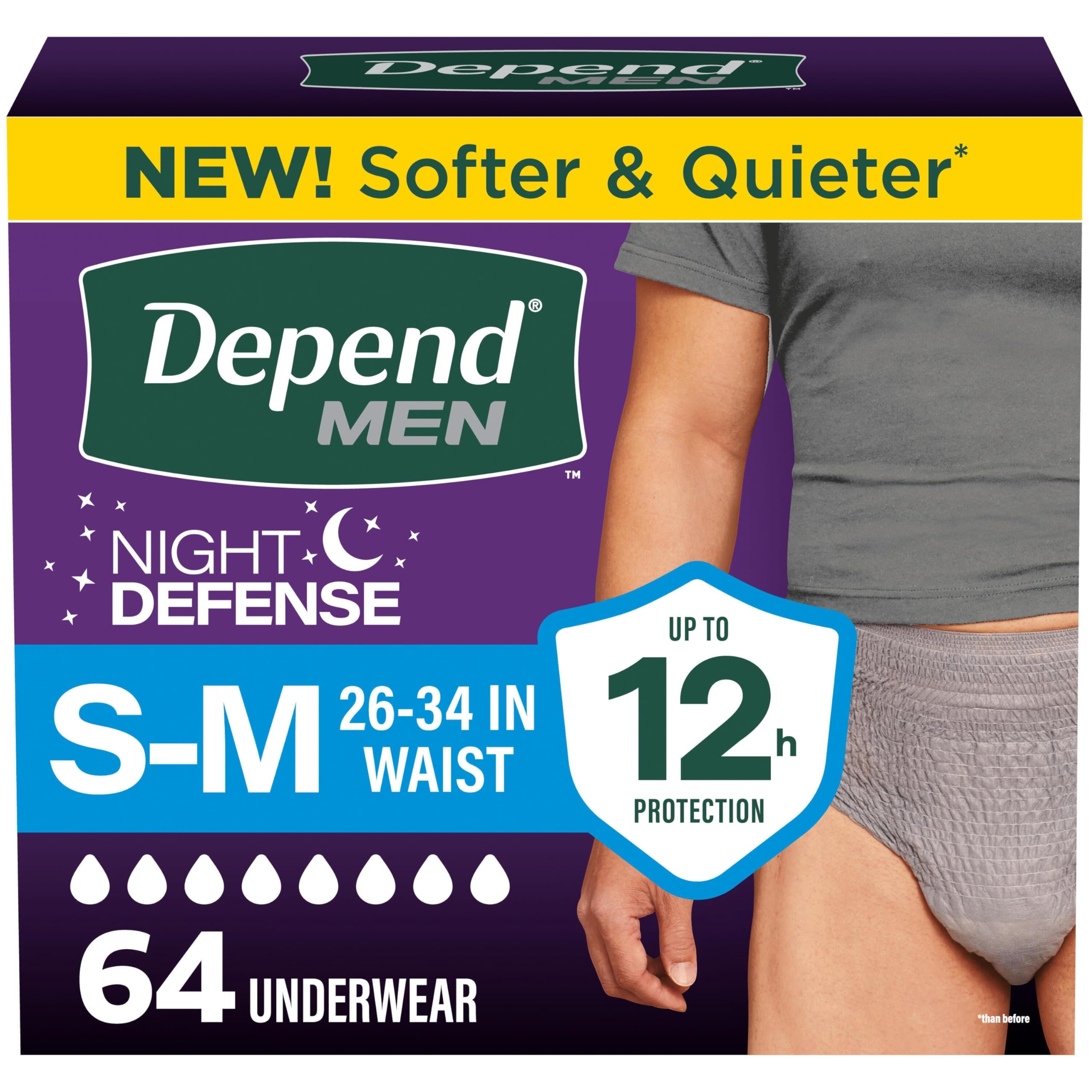 Depend Night Defense Incontinence Underwear for Men - Overnight Disposable