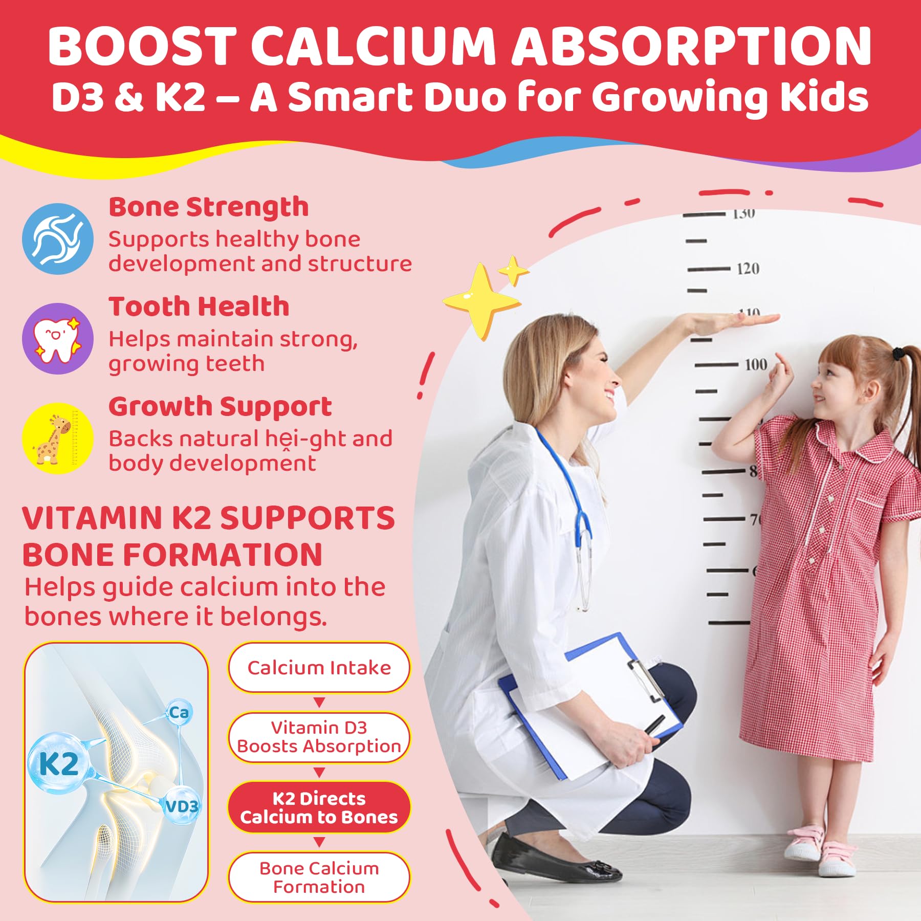 Vitamin D3 K2 Calcium Gummies for Kids | Sugar-Free

