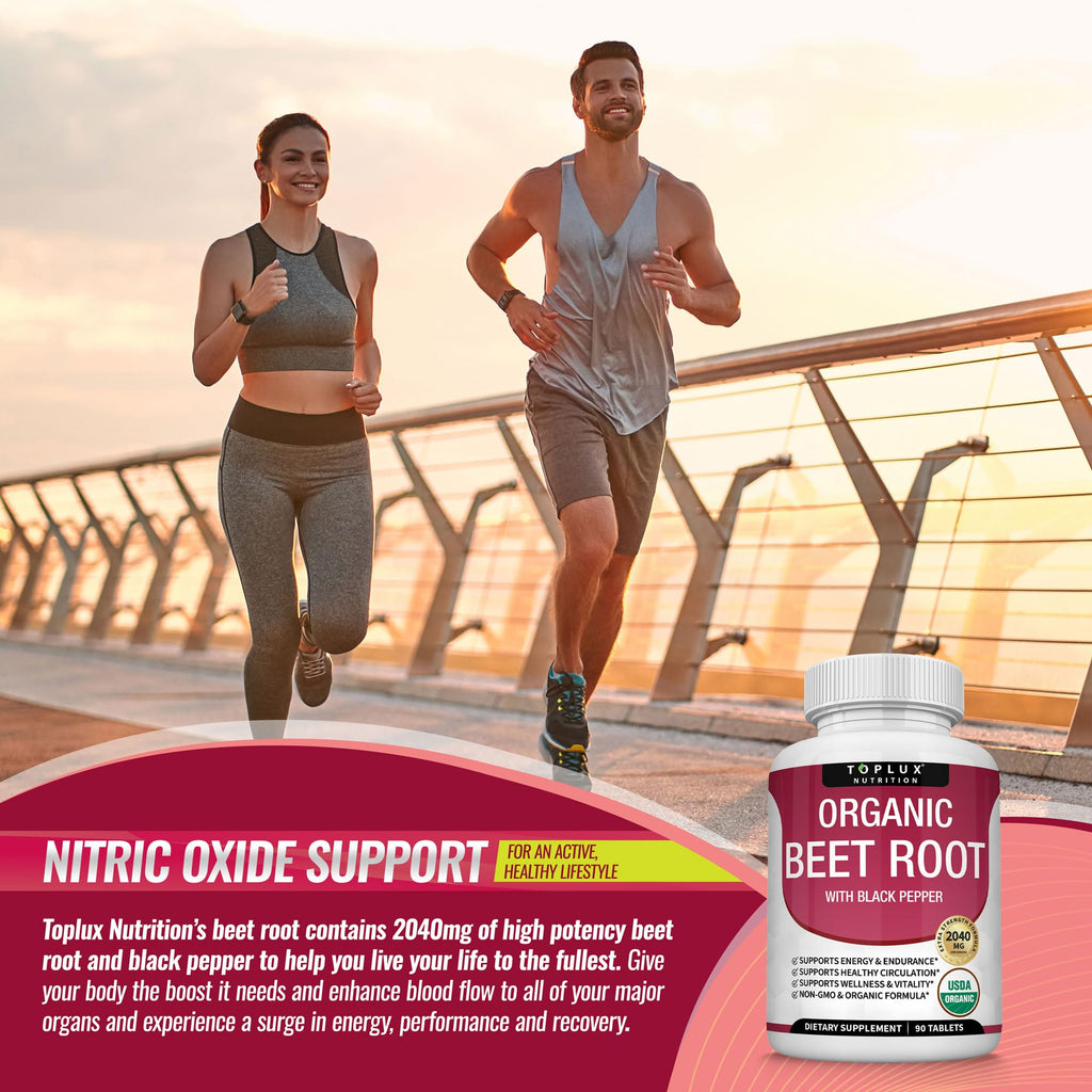 Toplux Organic Beet Root Tablets for Nitric Oxide Support

