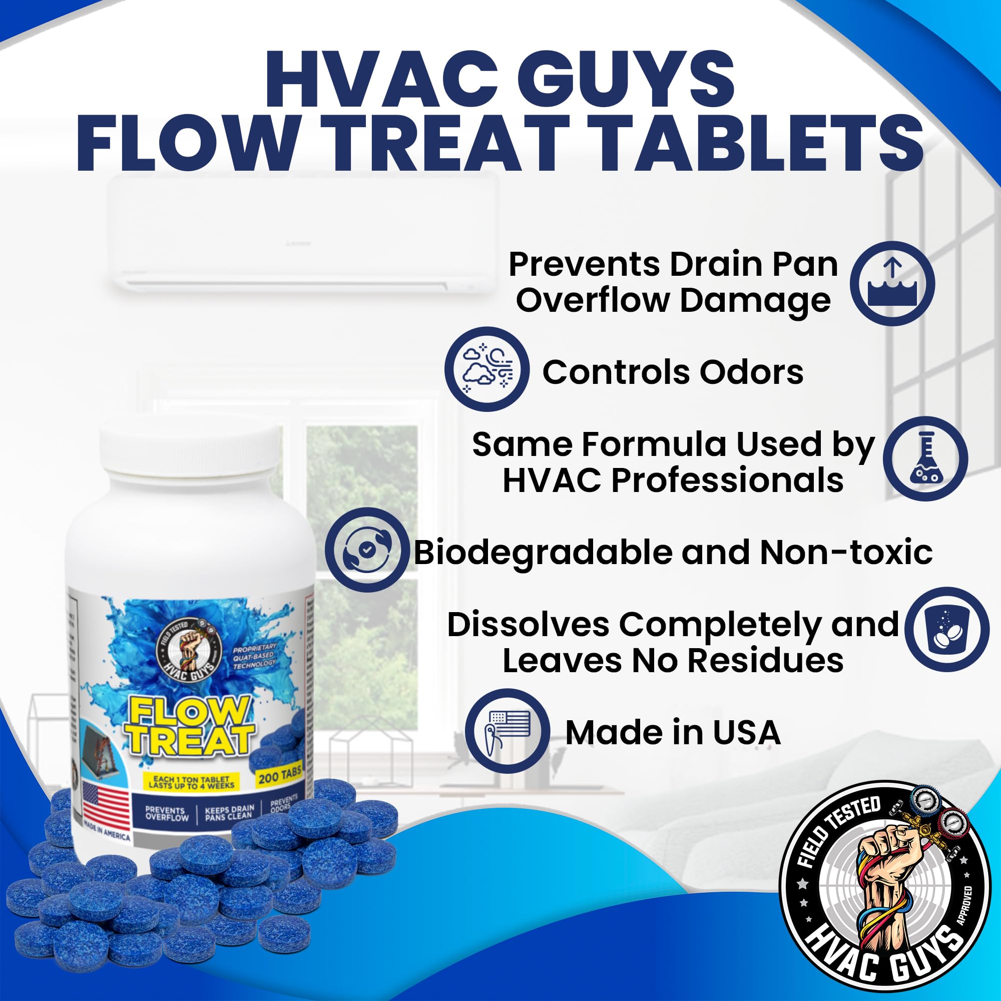 HVAC GUYS Flow Treat Tabs - AC Drain Cleaner

