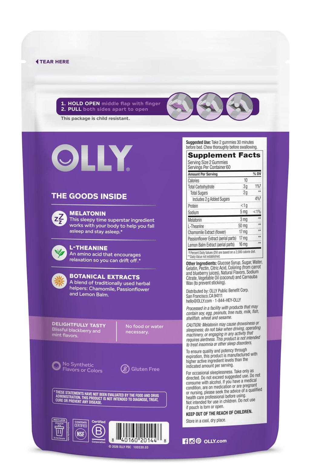 OLLY Sleep Gummy - Sleep Support with Melatonin & L-Theanine

