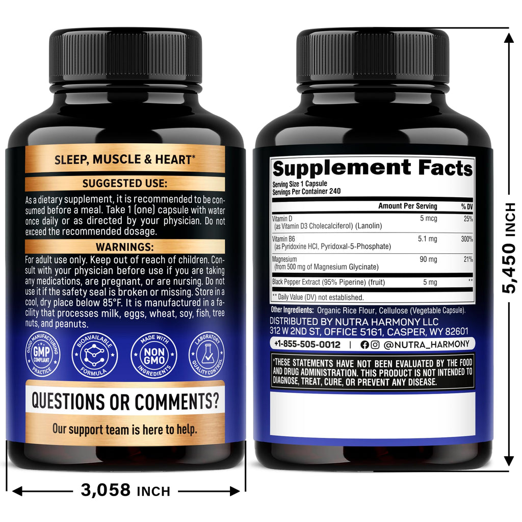 Magnesium Glycinate 500 mg Chelated Supplement for Sleep

