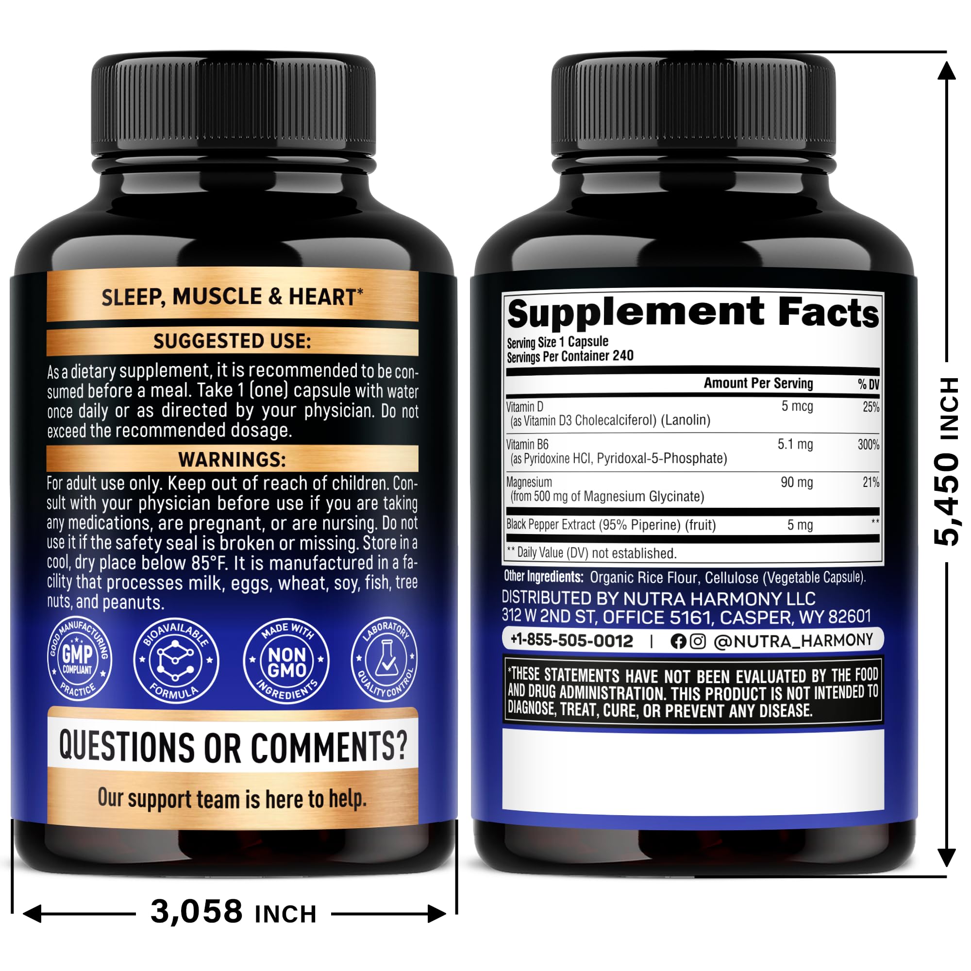 Magnesium Glycinate 500 mg Chelated Supplement for Sleep

