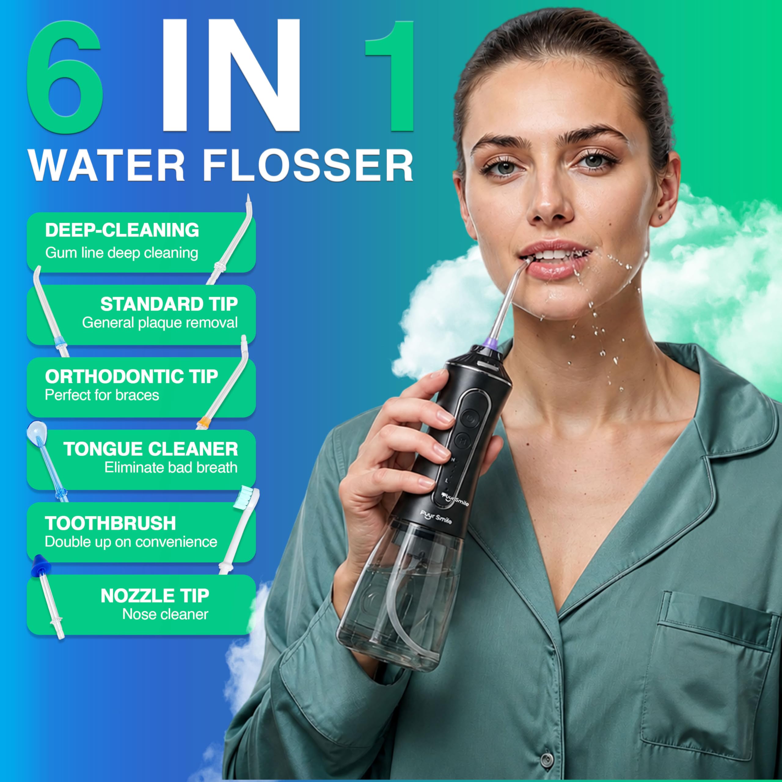 Puur Smile Water Flosser Cordless Portable IPX7 Waterproof


