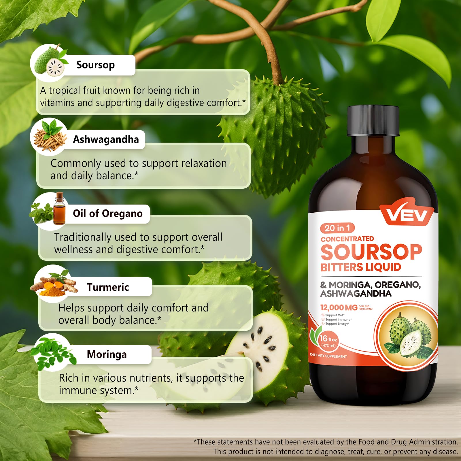VEV Soursop Bitters Liquid – Herbal Digestive Blend


