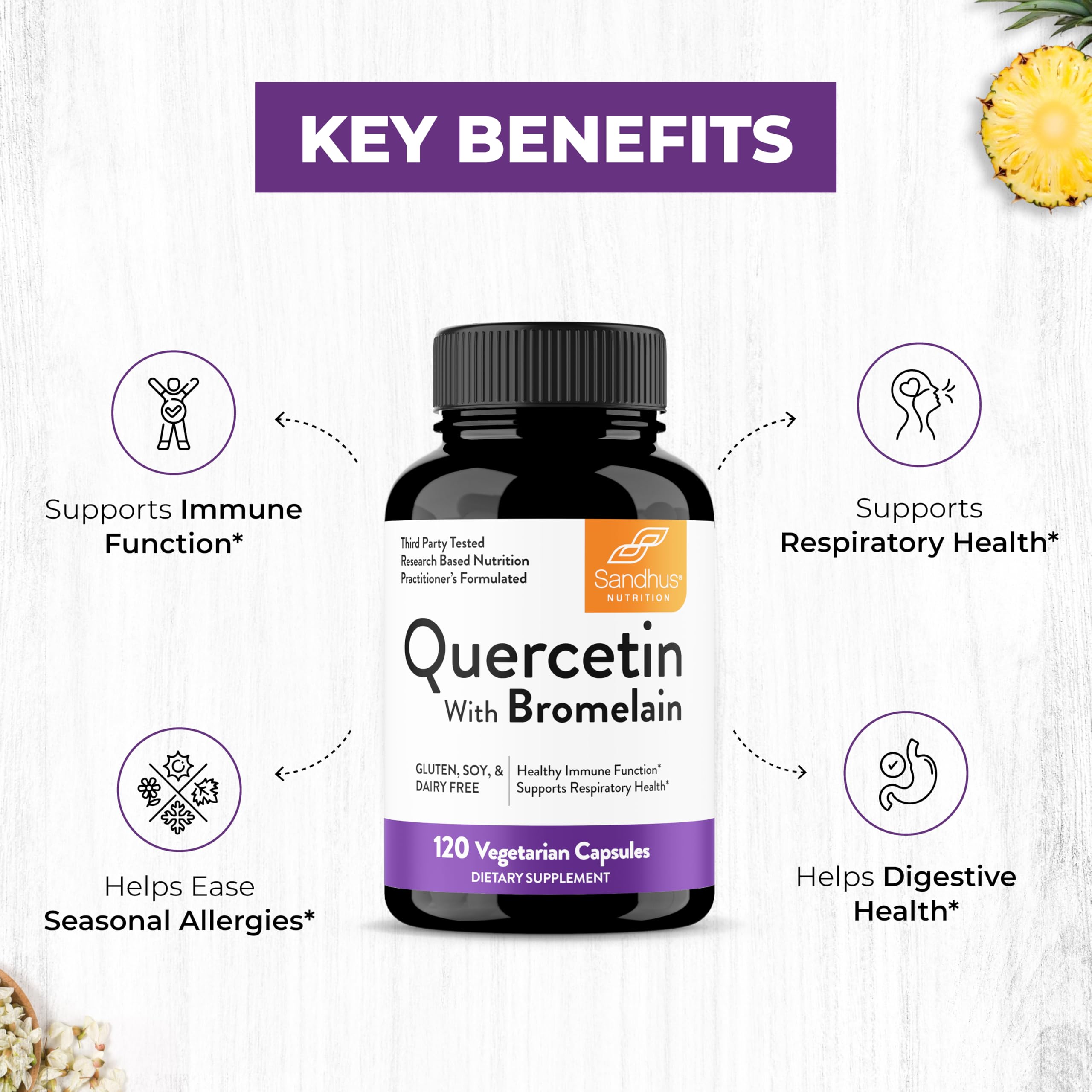Quercetin with Bromelain Capsules for Immune Support

