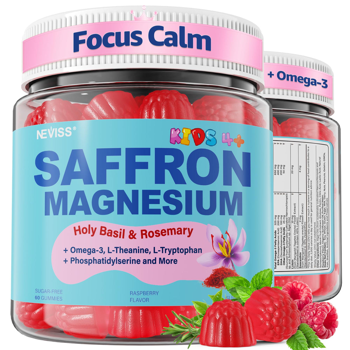 Super Negin Saffron Magnesium Gummies for Kids Sugar-Free