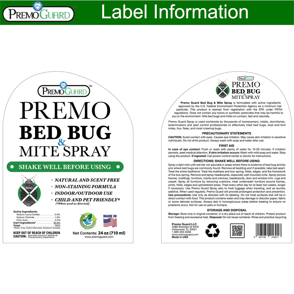 Premo Guard Bed Bug Killer Spray | Natural & Safe

