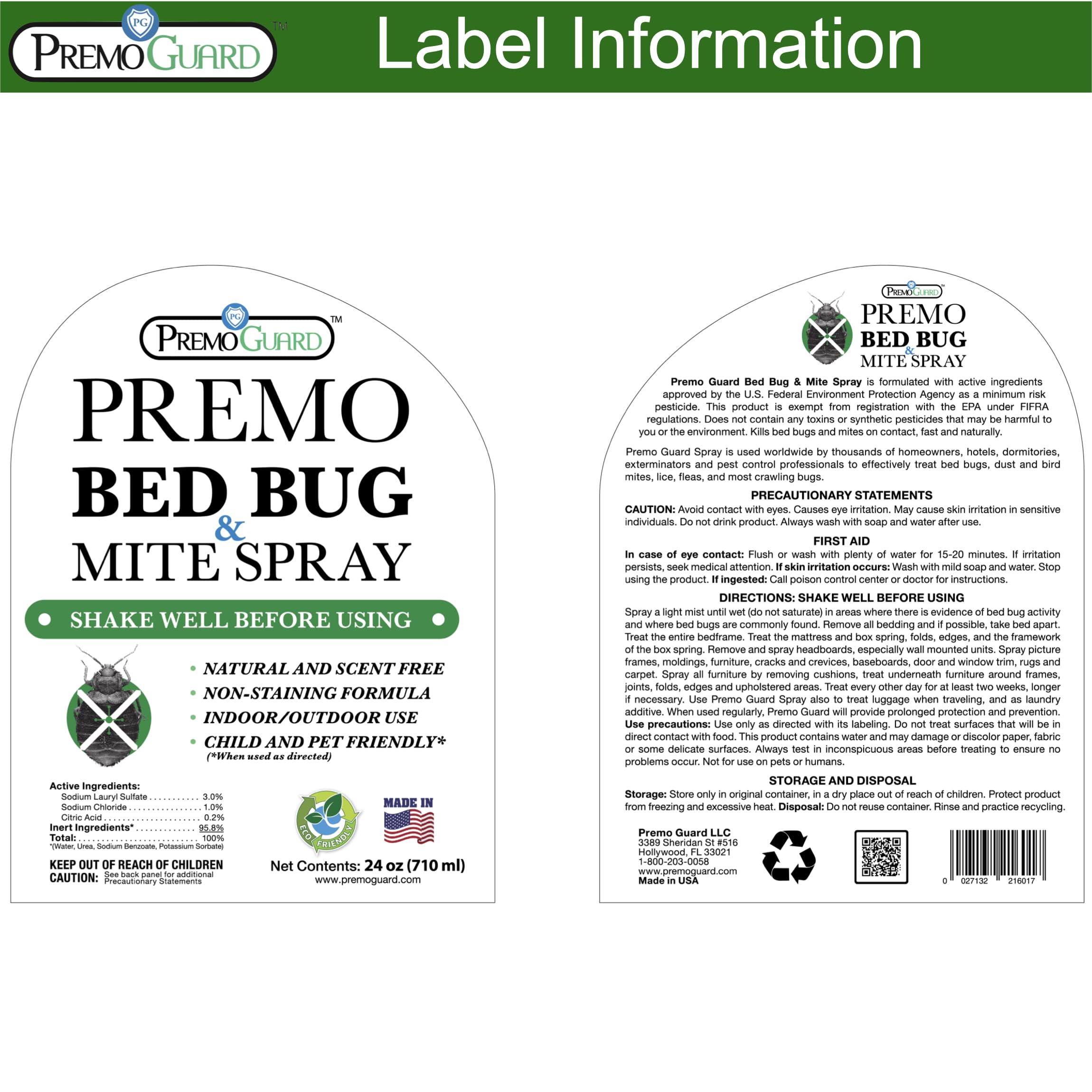 Premo Guard Bed Bug Killer Spray | Natural & Safe

