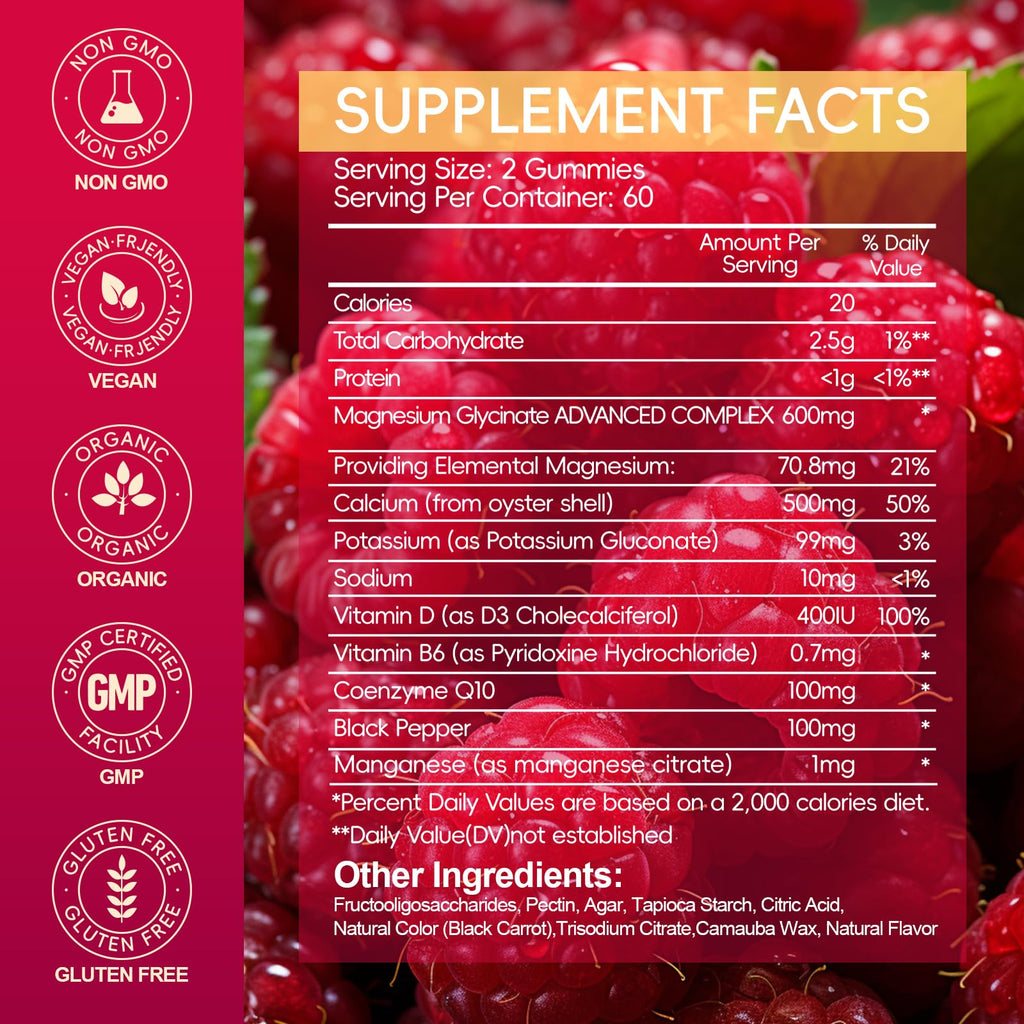 Magnesium Glycinate Gummies 600mg | Sugar Free for Adults

