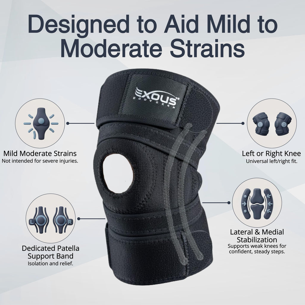 Knee Brace with Wraparound Support and Stabilizers

