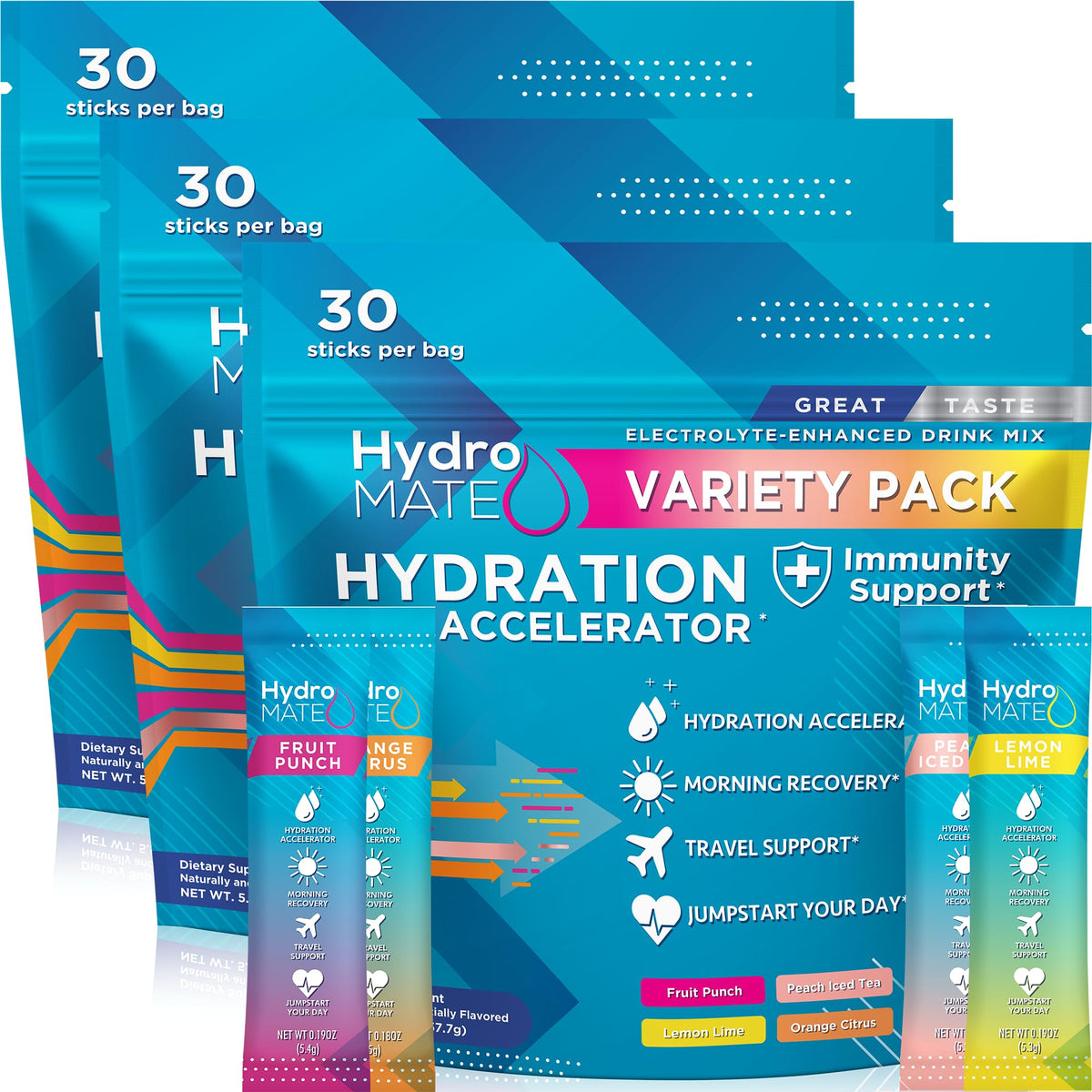HydroMATE Electrolyte Powder Variety Low Sugar Hydration