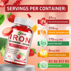 ZHPHK Iron Gummies – 65mg Iron with Folate, Gluten-Free

