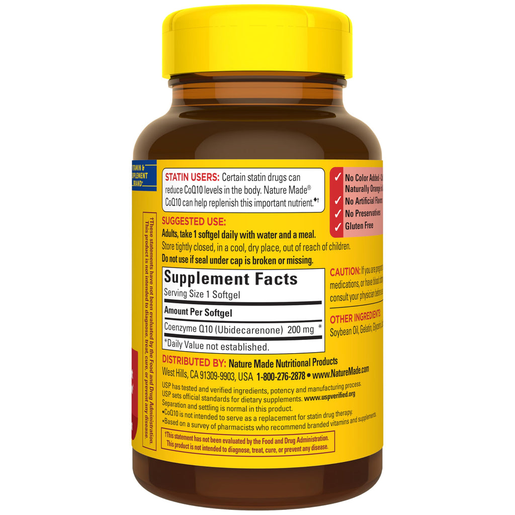 Nature Made CoQ10 200 mg Softgels for Heart Health


