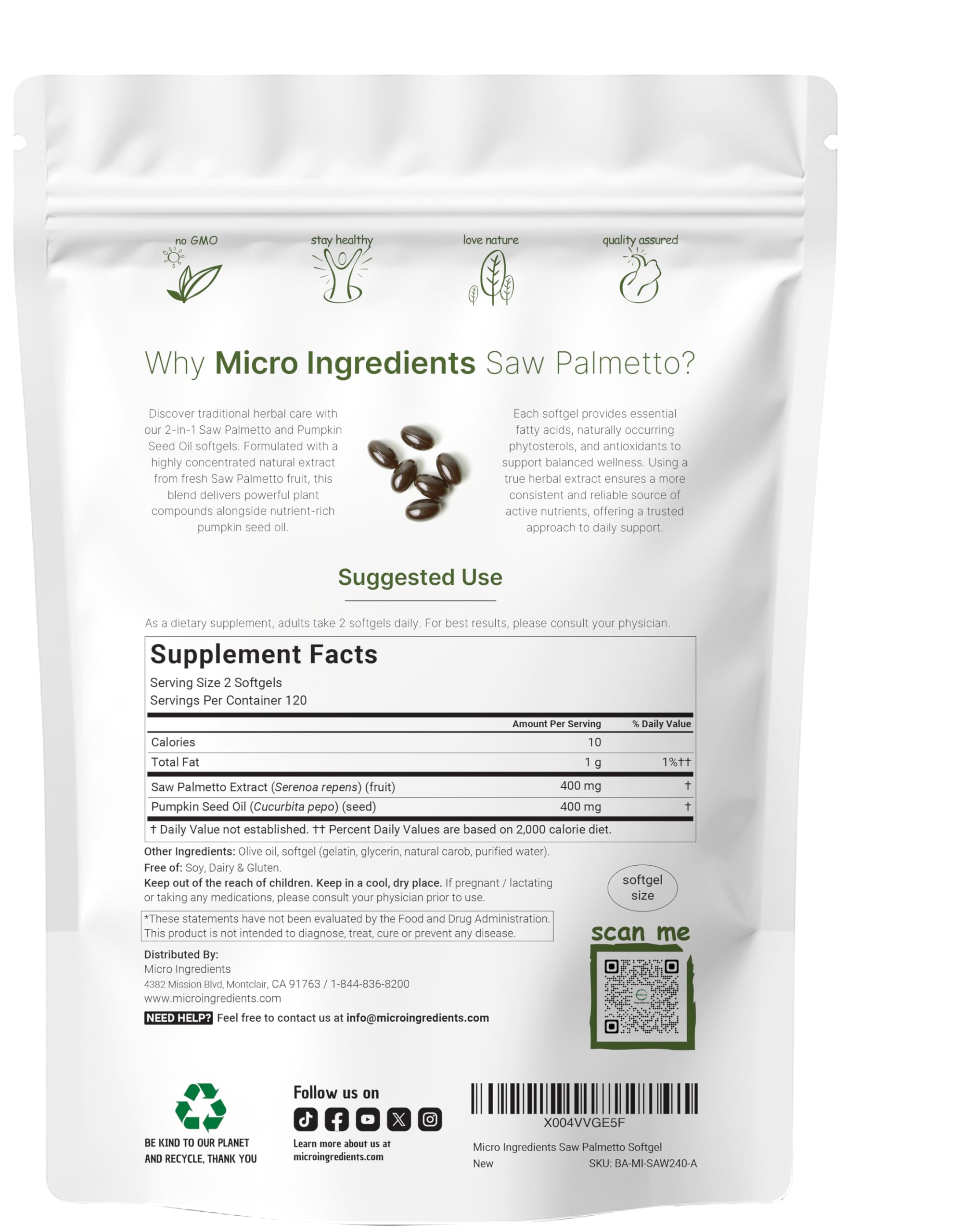 Micro Ingredients Saw Palmetto with Pumpkin Seed Oil

