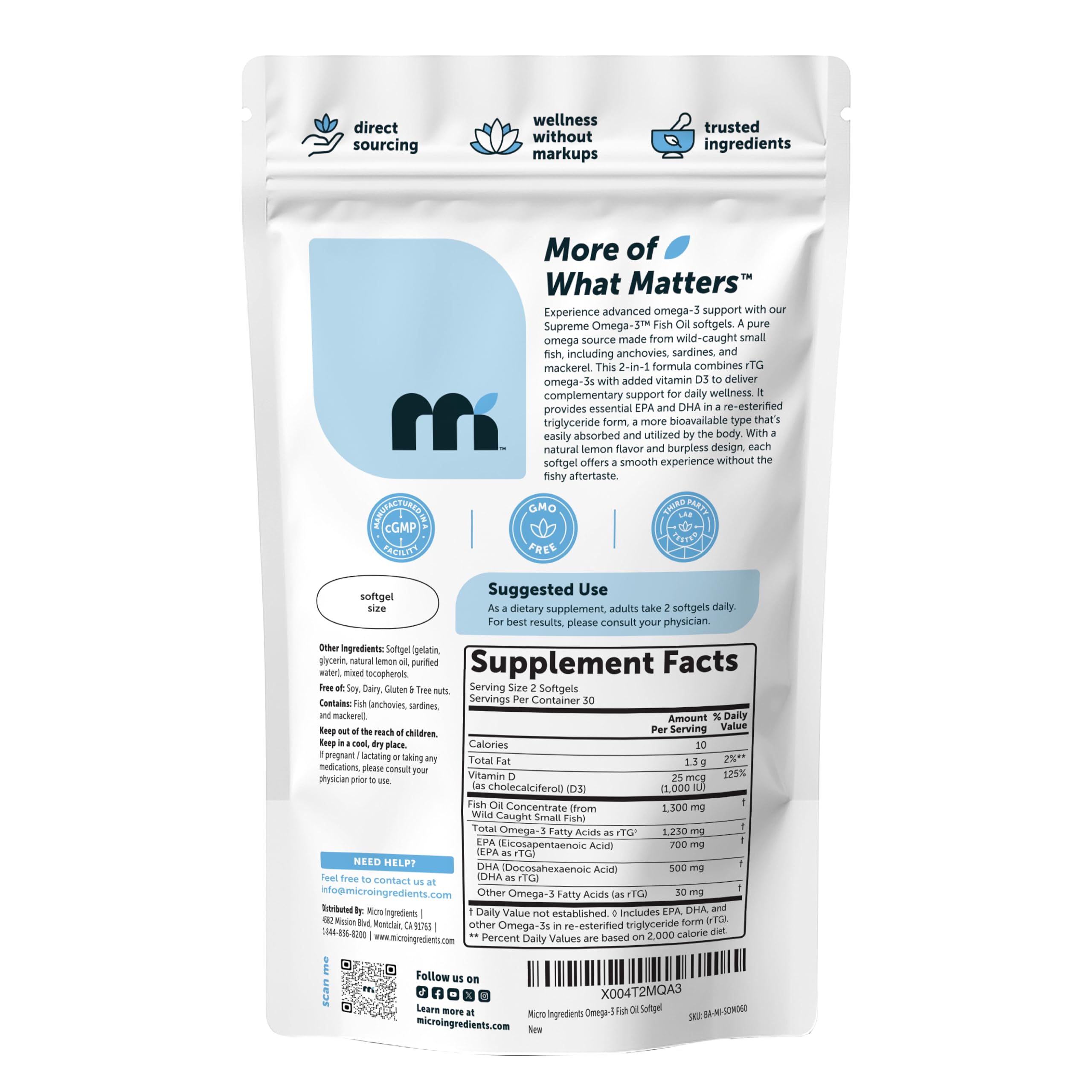 Micro Ingredients Omega-3 Fish Oil with Vitamin D3

