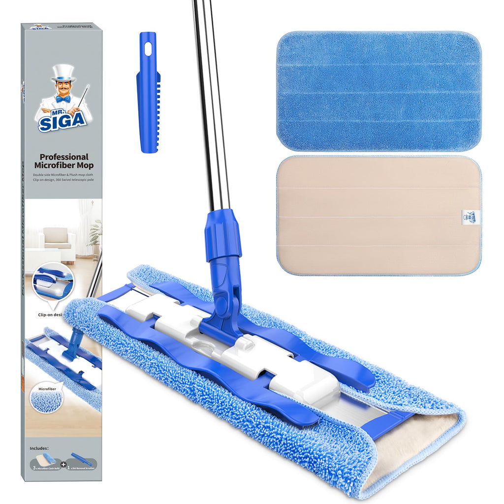 MR.SIGA Microfiber Mop Telescopic Stainless Handle


