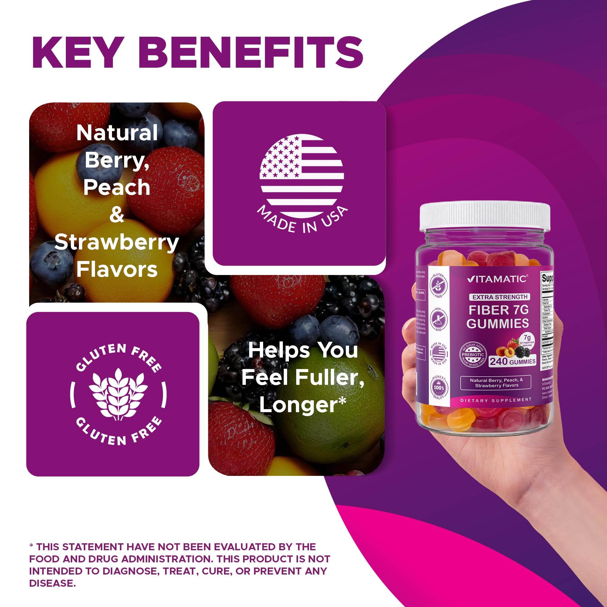 Vitamatic Prebiotic Fiber Gummies for Adults Zero Sugar

