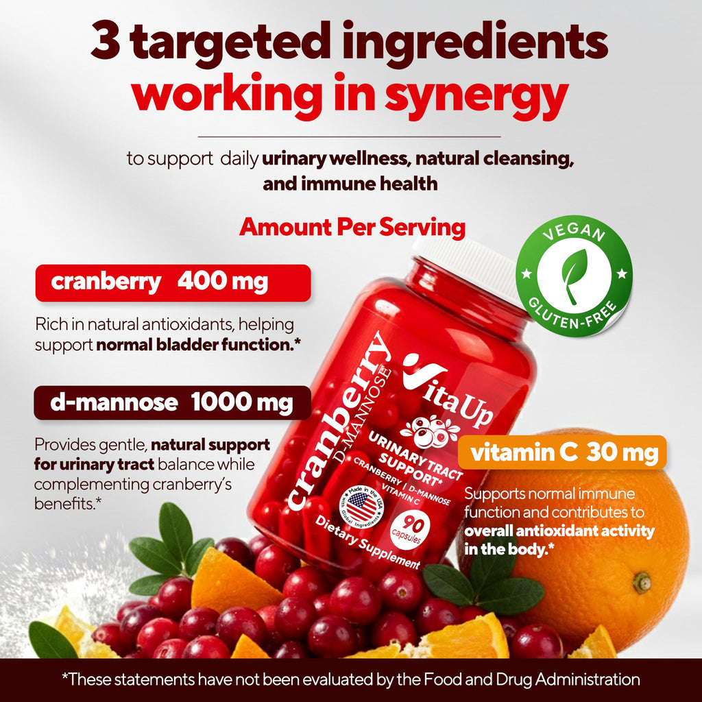 VitaUp D-Mannose & Cranberry Supplement for Women | UTI

