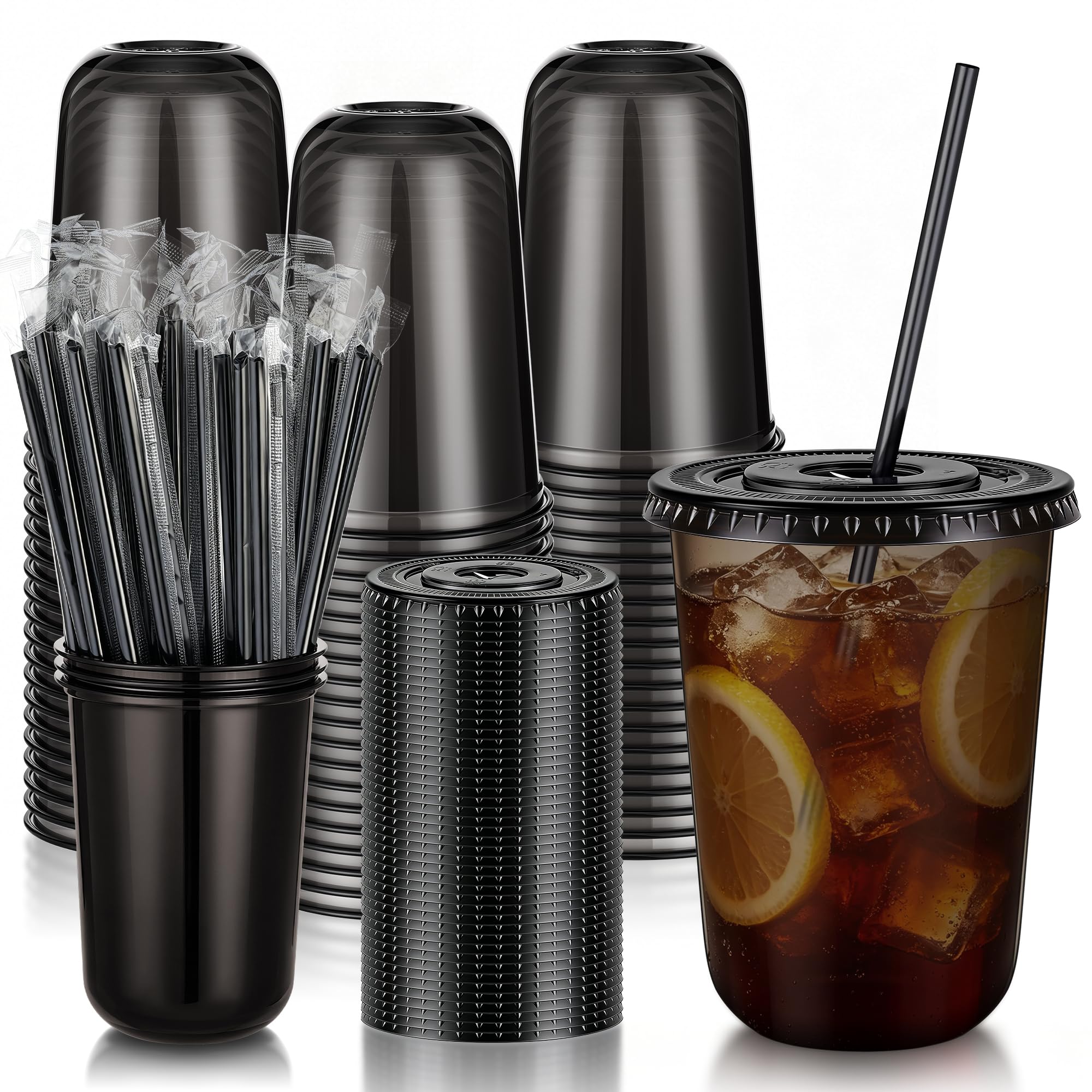 KesaPlan Plastic Party Cups with Lids and Straws