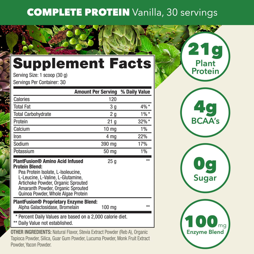 PlantFusion Complete Vegan Protein Powder with BCAAs

