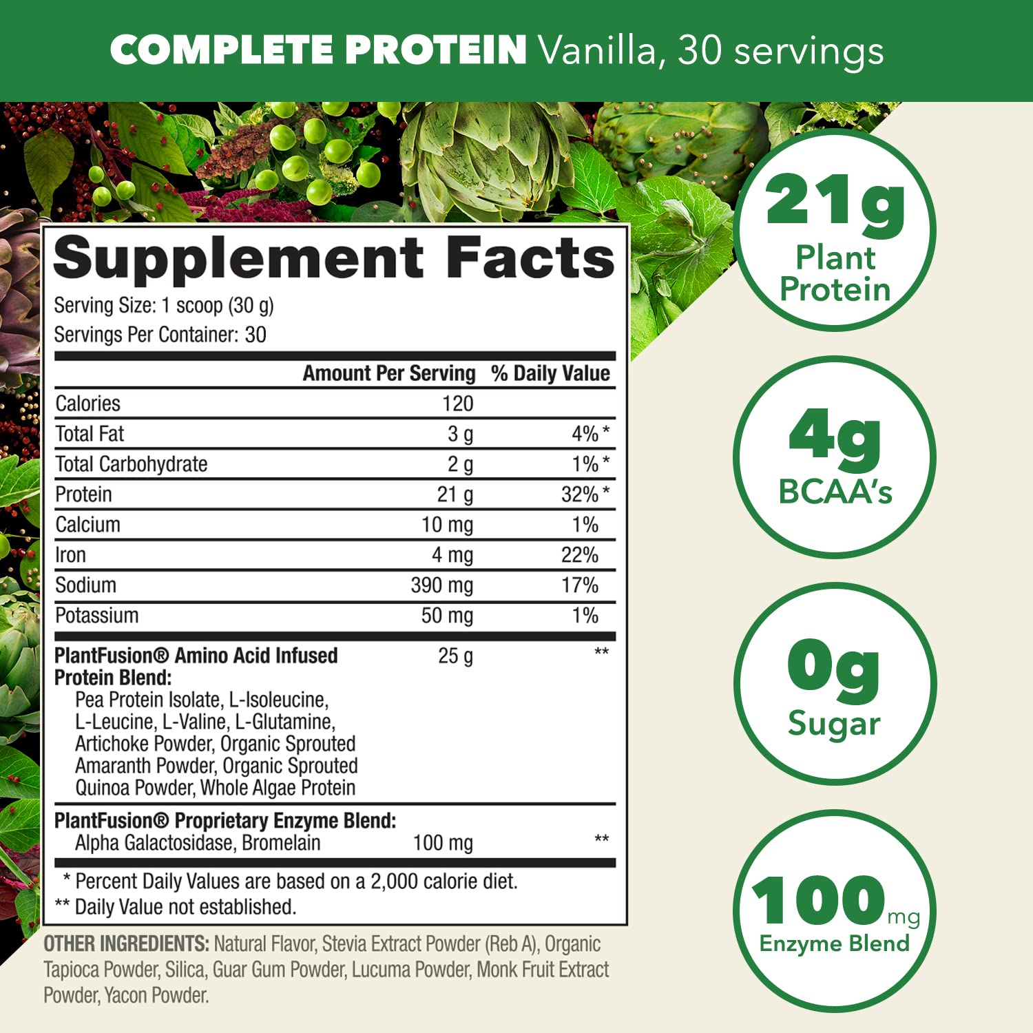 PlantFusion Complete Vegan Protein Powder with BCAAs

