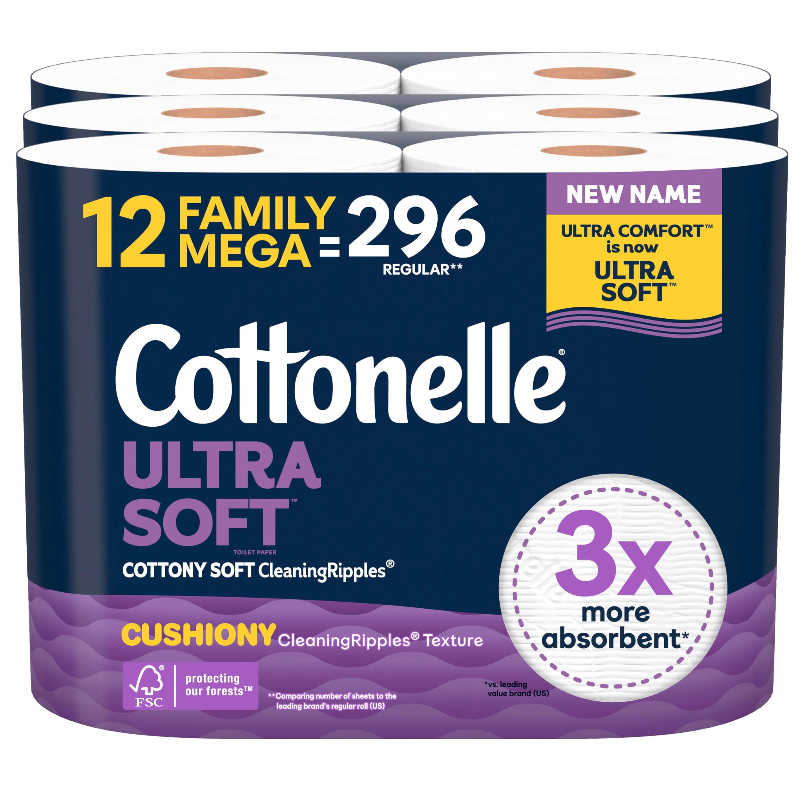 Cottonelle Ultra Soft 2-Ply Toilet Paper with CleaningRipples Texture