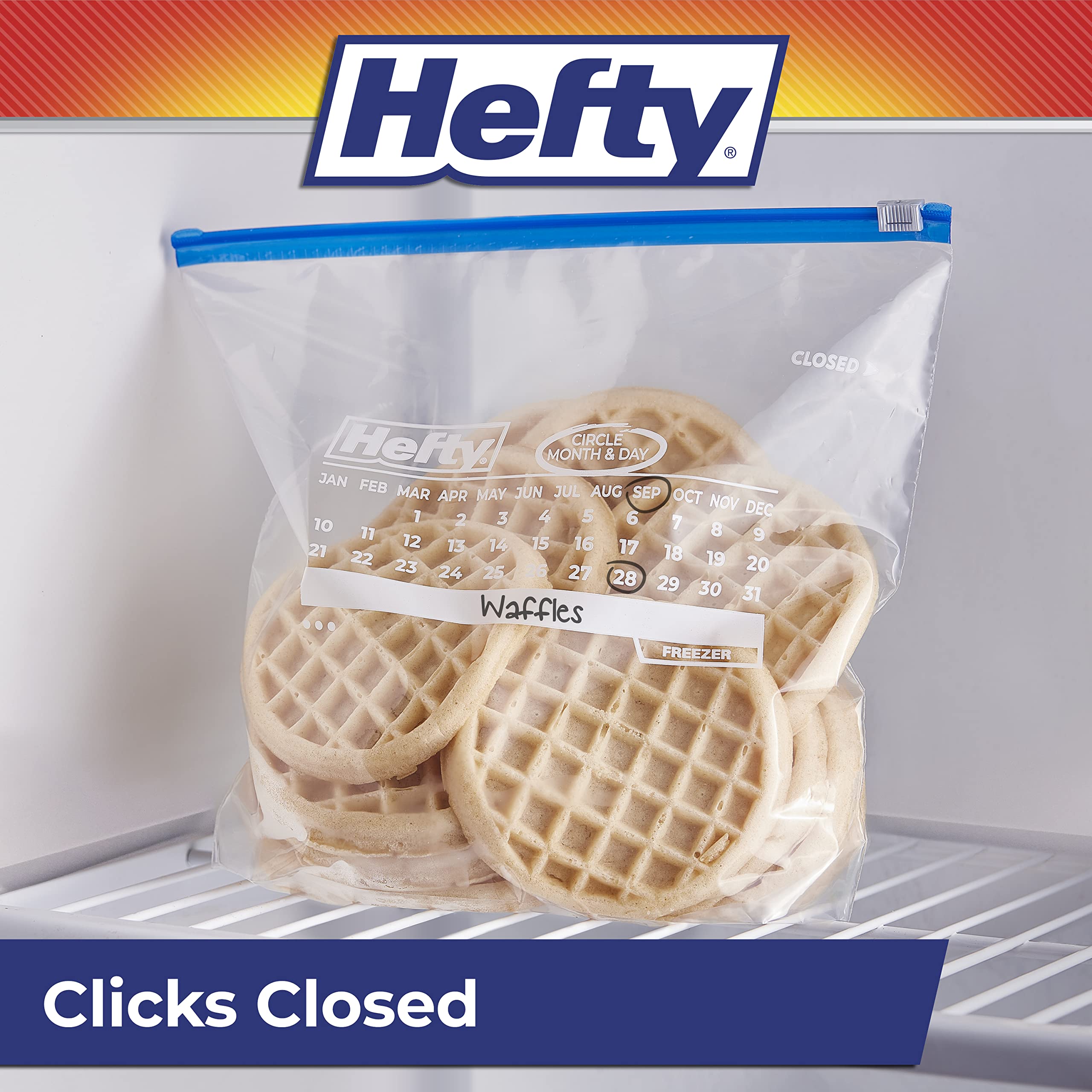 Hefty Calendar Slider Freezer Bags – Date Label & Seal


