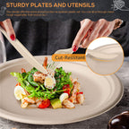 Gezond Compostable Sugarcane Dinnerware & Utensils Set

