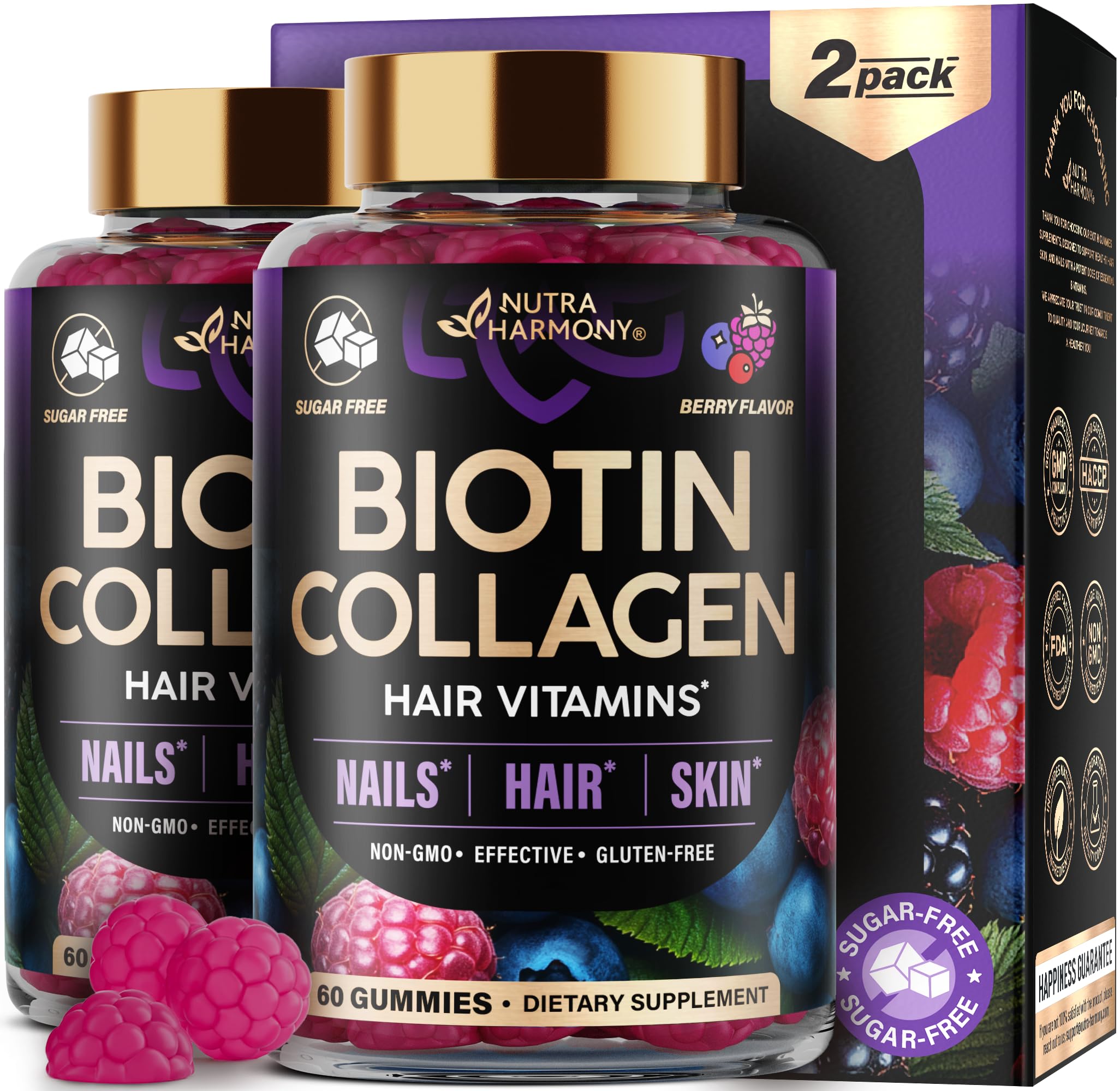 Biotin Gummies with Collagen for Hair, Skin & Nail Support
