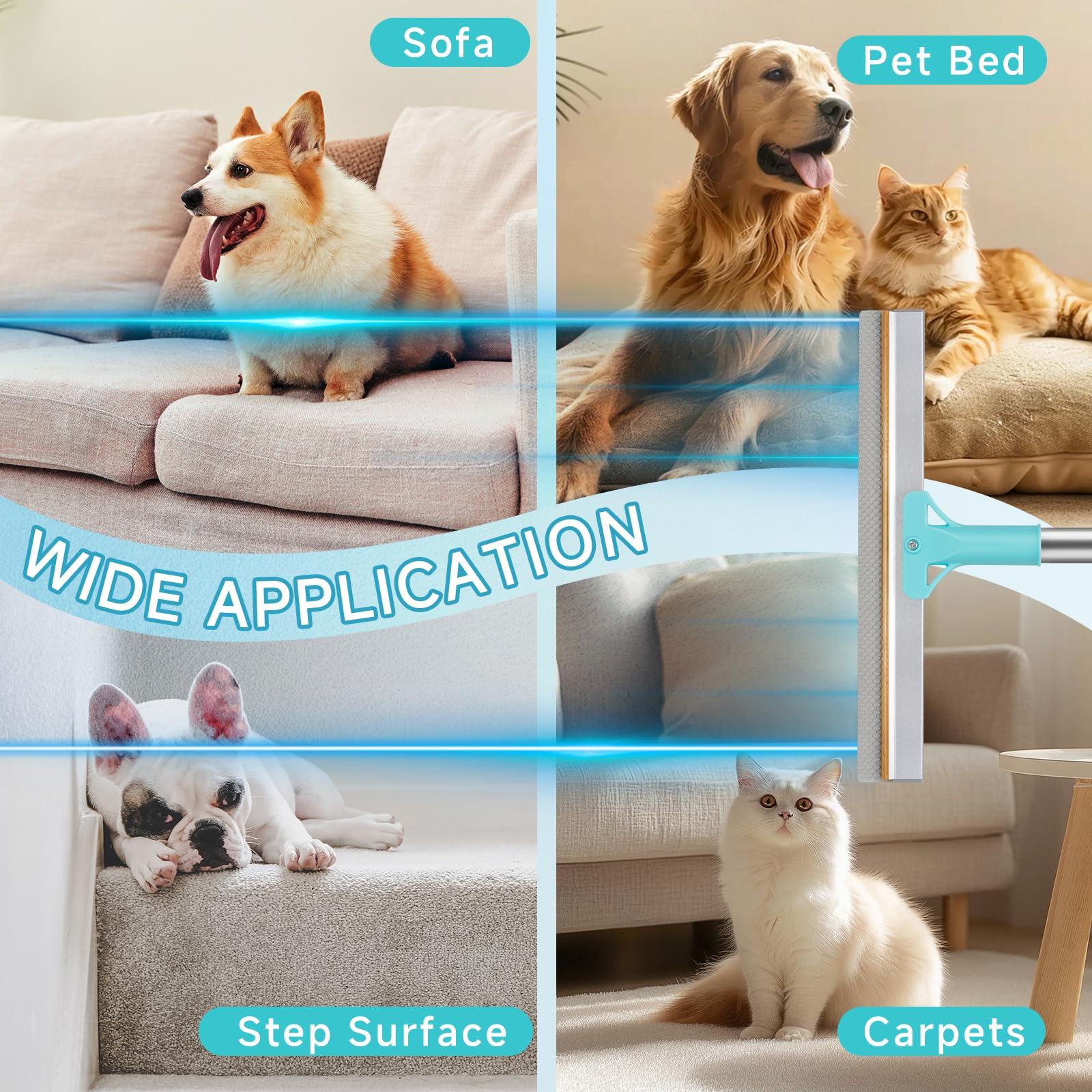 Carpet Rake for Pet Hair Removal - Dual-Action Tool

