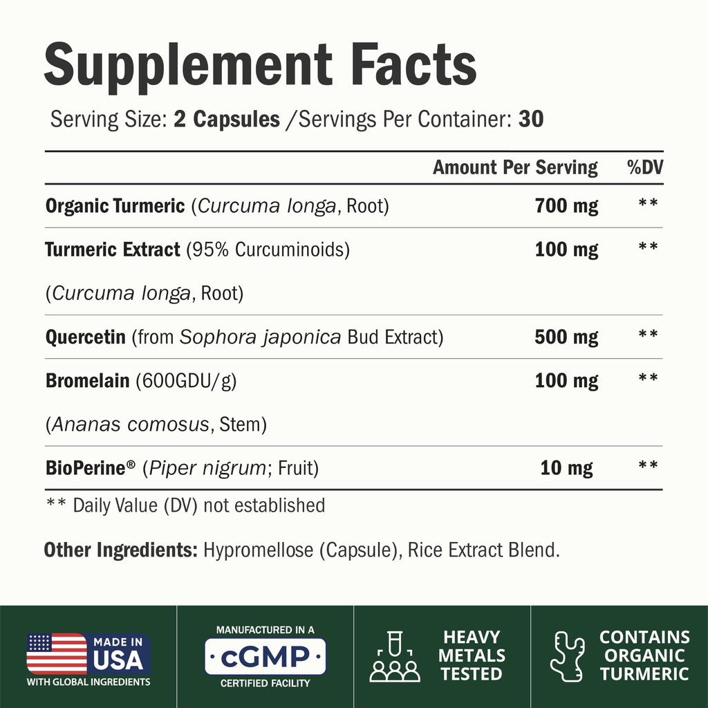 Quercetin with Bromelain Turmeric Curcumin Supplement

