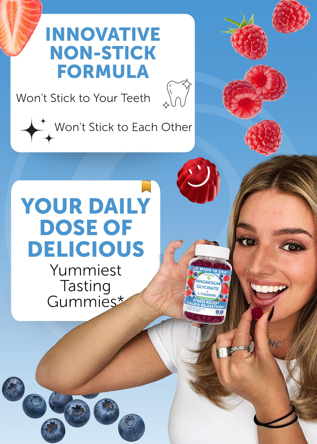 Lunakai Magnesium Glycinate Gummies with L-Theanine - Calm

