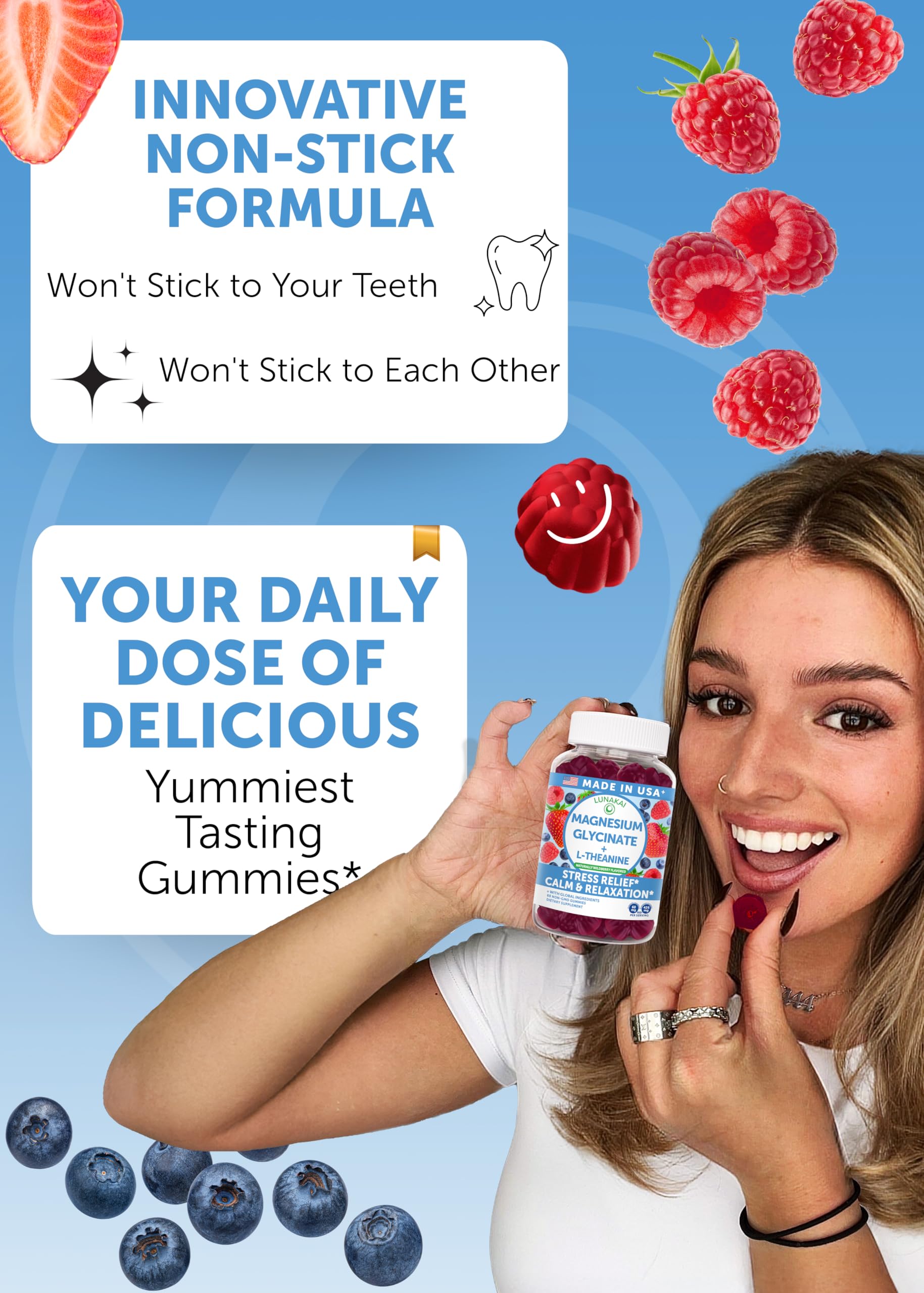 Lunakai Magnesium Glycinate Gummies with L-Theanine - Calm


