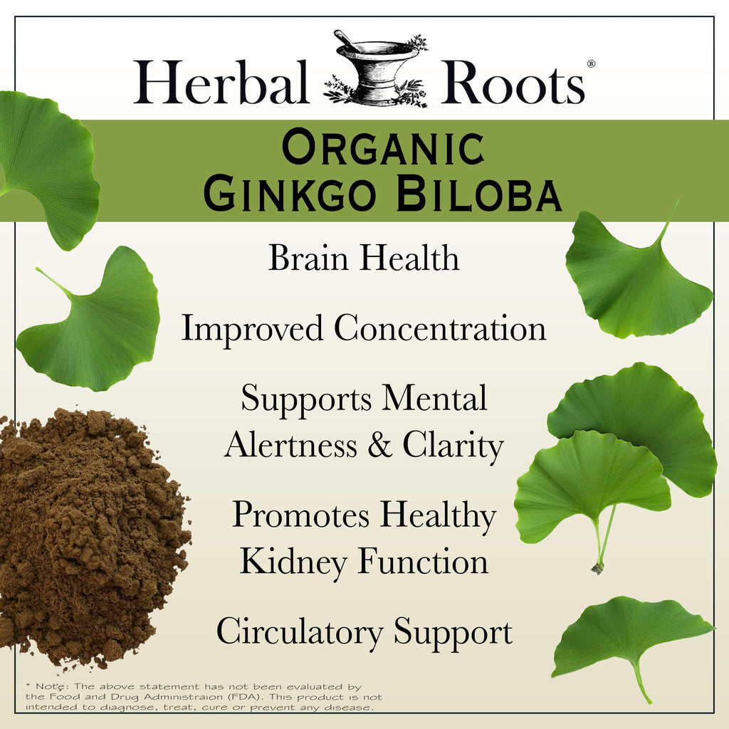 Herbal Roots Ginkgo Biloba Organic Herbal Supplement


